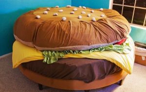 Hamburger bed with all the fixings 