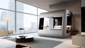 sliver tech bed in bedroom 