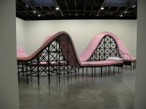 long pink roller coaster bed