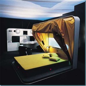 yellow folding enclosed bed 