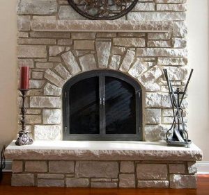 white brick fireplace