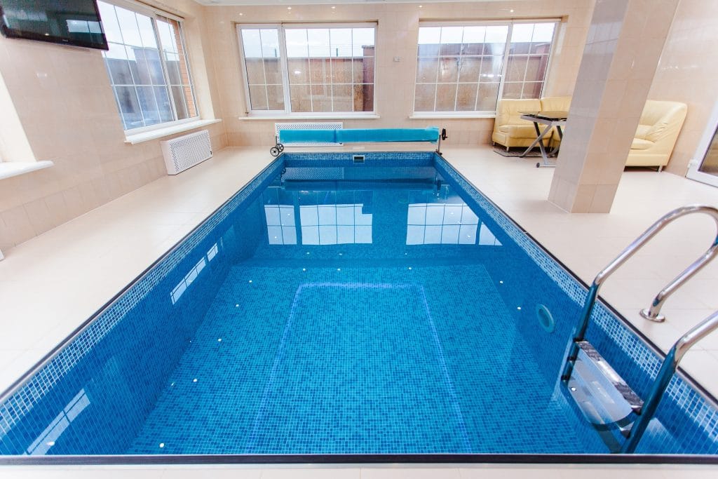 mosaic indoor rectangular pool