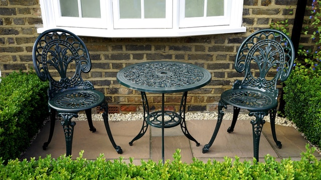 black outdoor furniture set (2 chairs 1 table)