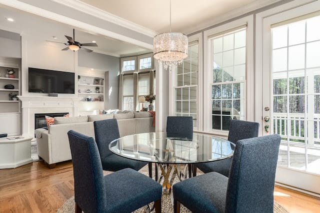 dining room kitchen and pen living room