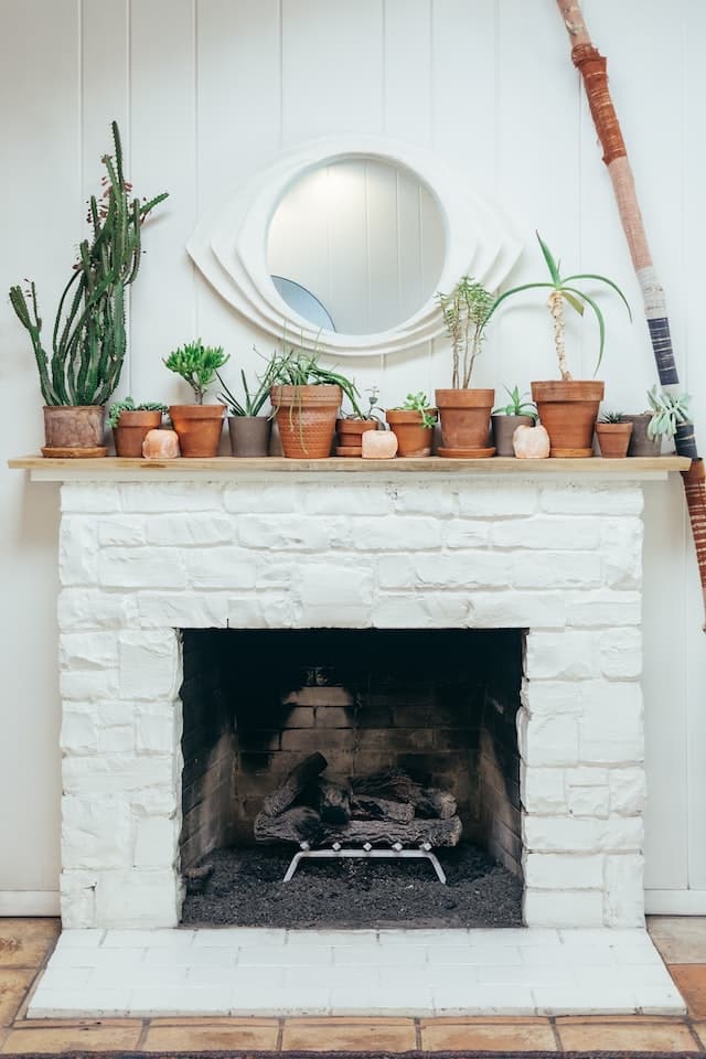 white fireplace