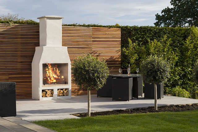 outdoor garden fireplace